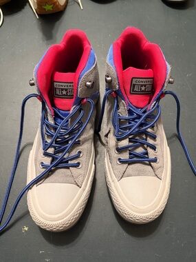 Converse High-Top Sneakers - Gray, Blue & Pink